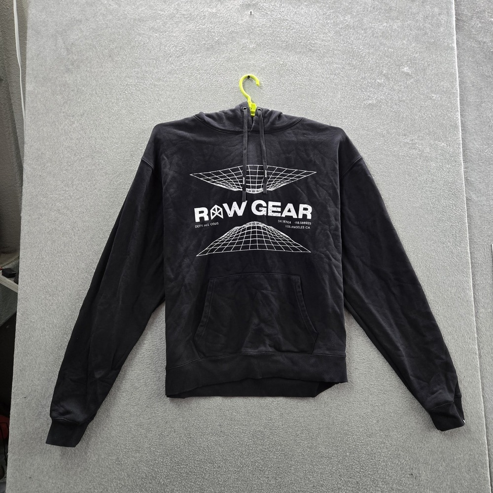 RAWGEAR Men Hoodie 2XL Black Graphic Logo Activewear‎ Long Sleeve